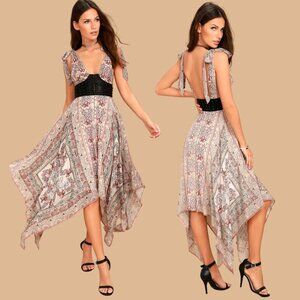 Free People You For Me Cream Print Maxi Dress Bustier Antique Combo